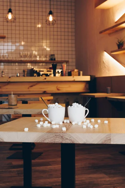 Cups of cacao in cafe — Stock Photo, Image