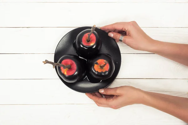 Halloween apple dessert — Stock Photo, Image