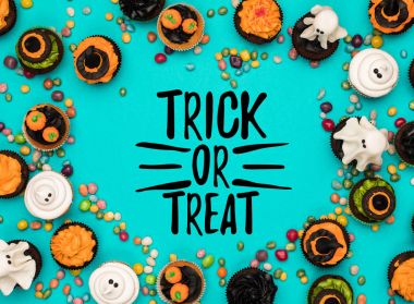 halloween cupcakes and candies clipart