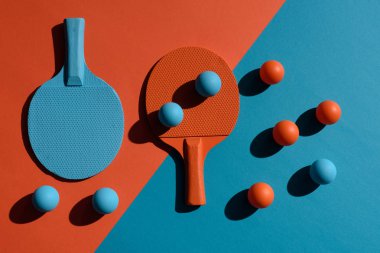 ping pong rackets and balls clipart