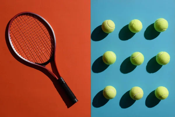 Teniszütő és labdák — Stock Fotó