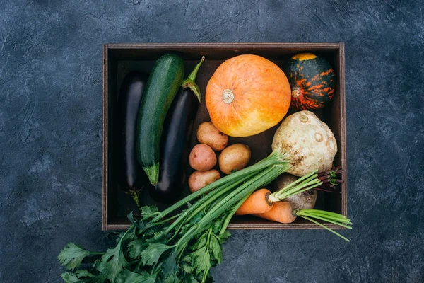 Verduras maduras en caja — Foto de Stock