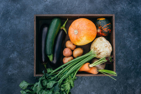 ripe vegetables in box