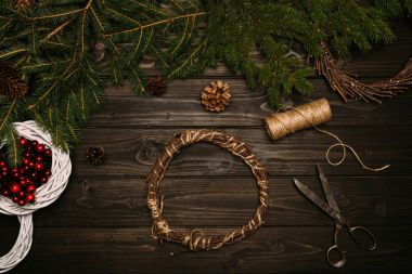 wreath with fir and twine clipart