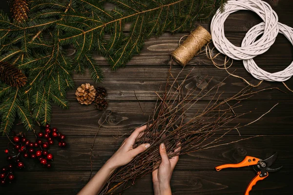 Branches for Christmas wreath — Stock Photo, Image