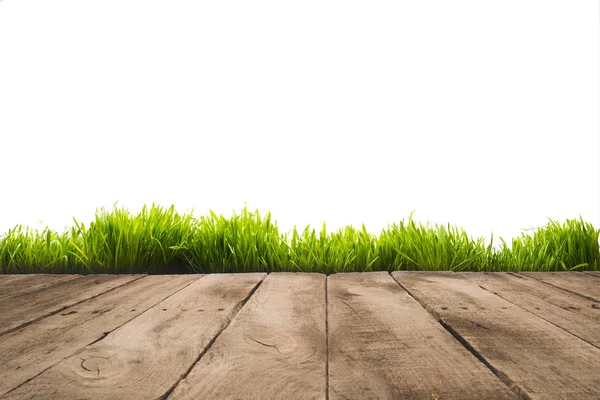 Wooden planks and sward — Stock Photo, Image