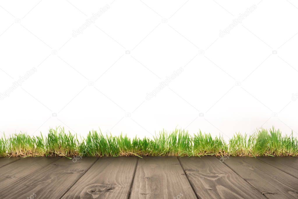 wooden planks and grass