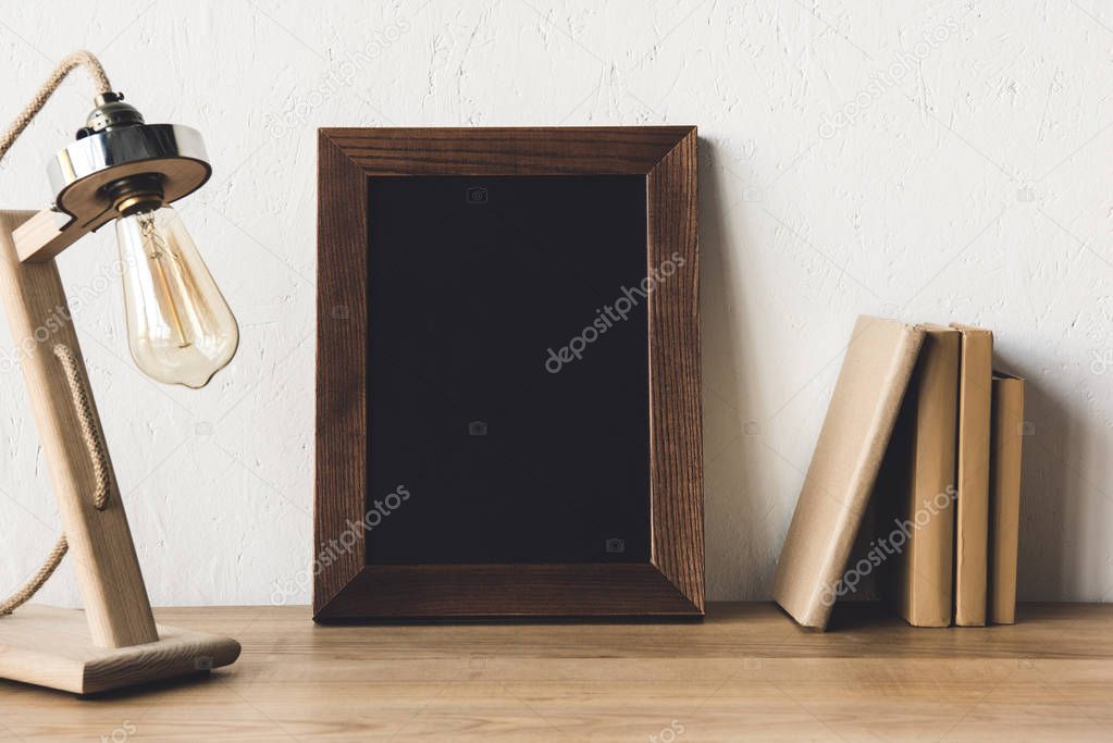 empty photo frame at workplace