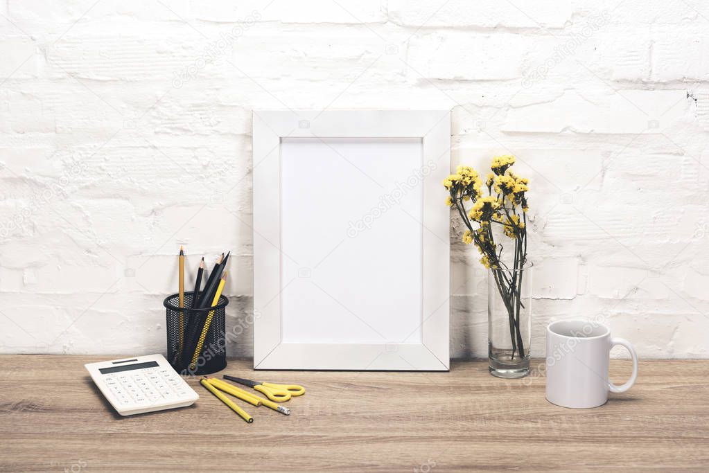 empty photo frame on table