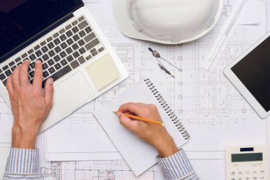 architect working on laptop clipart