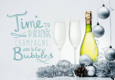 bottle of champagne and wineglasses clipart