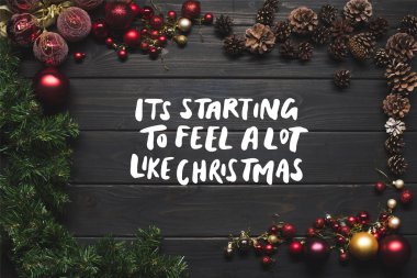 çam kozalakları ve Noel topları