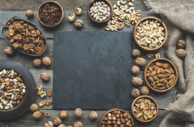 various nuts and slate board clipart