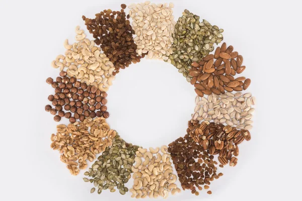 Circle made from various nuts — Stock Photo, Image