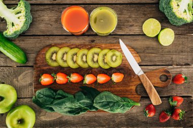 healthy cut food on cutting board