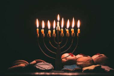 traditional jewish menorah for hanukkah celebration clipart