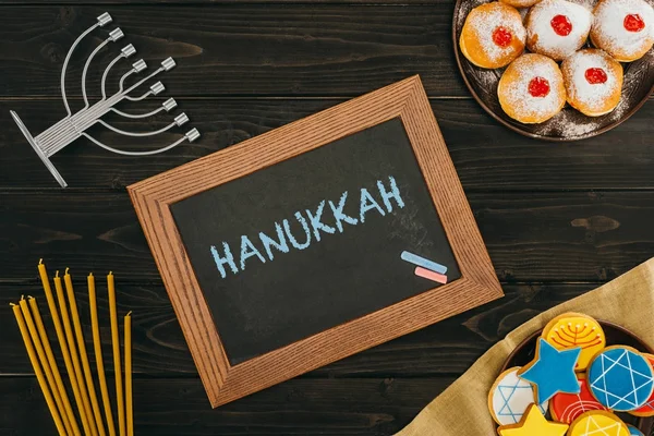 Marco con palabra hanukkah — Foto de Stock