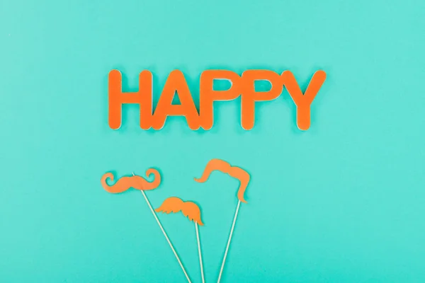 Happy sign with mustaches — Stock Photo, Image