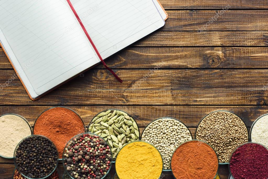 notebook for recipes and spices
