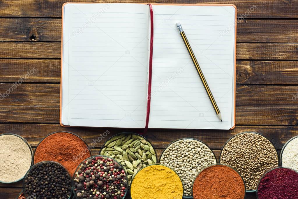 notebook for recipes with pencil