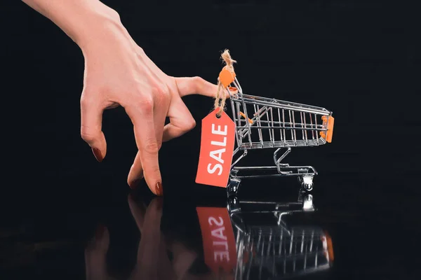 Shopping cart with sale tag — Stock Photo, Image