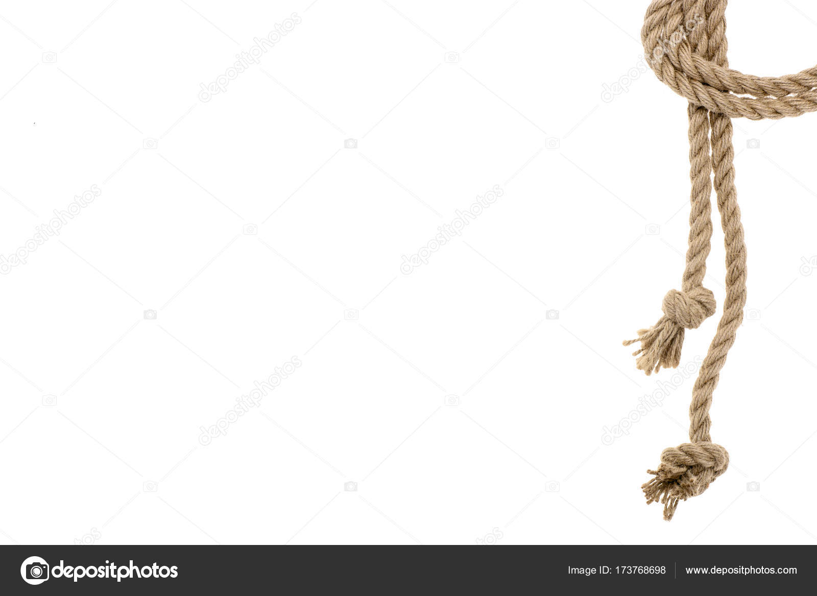 Elevated View Nautical Rope Isolated White Stock Photo by
