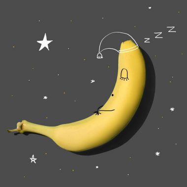 sleeping banana and stars clipart
