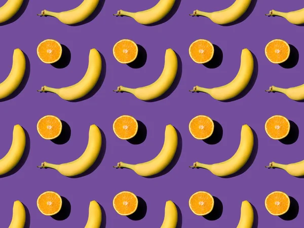 Pattern with bananas and oranges — Stock Photo, Image