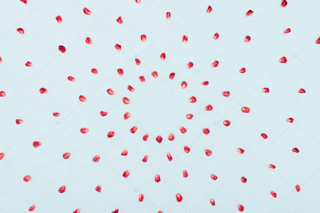 pomegranate seeds in circles