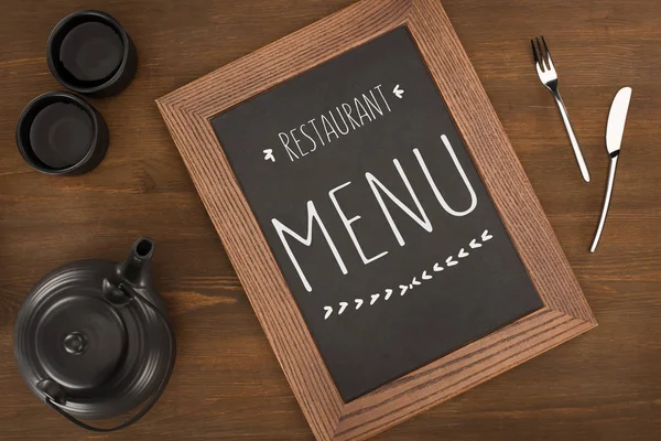 Menu and tea set — Stock Photo, Image