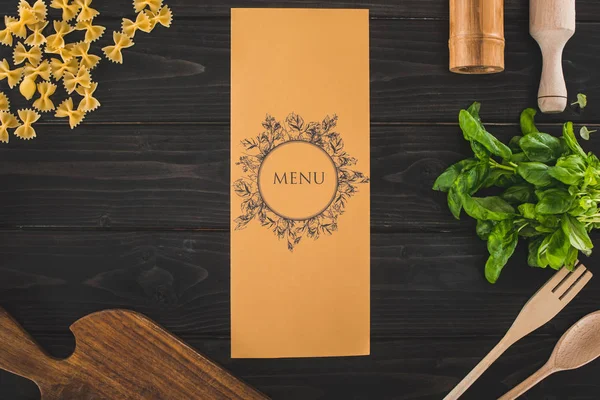 Restaurant menu and ingredients — Stock Photo, Image