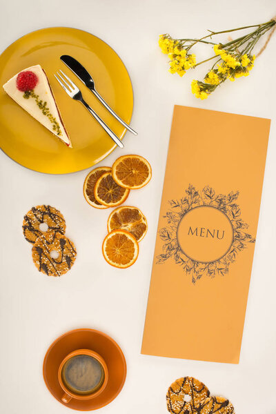 menu with coffee and dessert