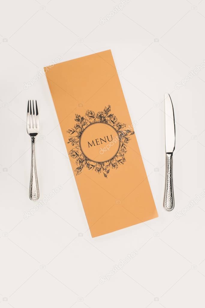 decorative menu and cutlery