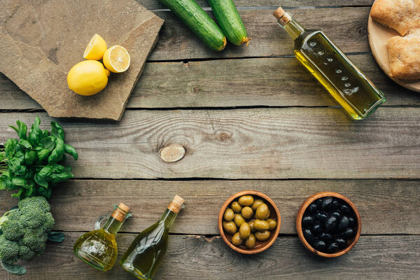 olive bottles on table