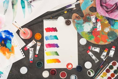 sketch of mixed watercolor paints clipart