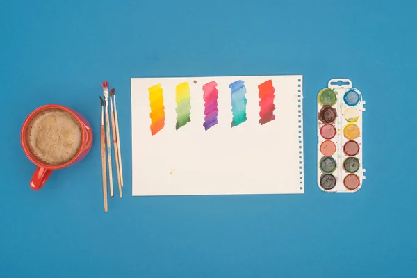 Sketch of mixed paints and watercolor paints — Stock Photo, Image