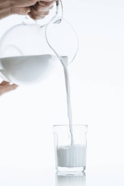 person pouring milk into glass clipart