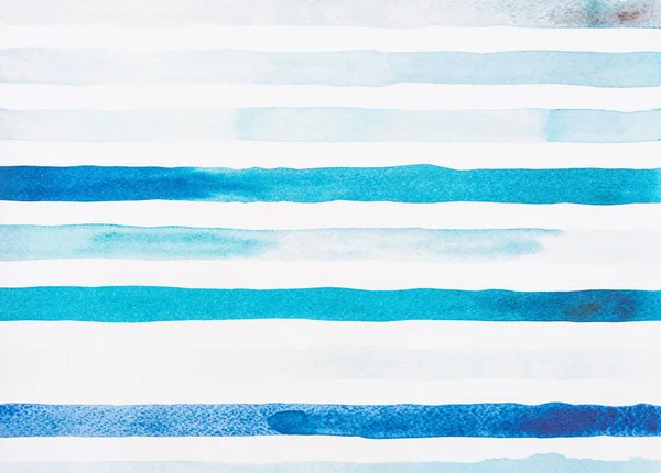 Hellblaue Und Türkisfarbene Aquarelllinien Auf Weiß — Stockfoto