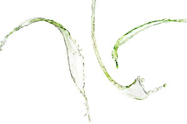 green water splashes isolated on white clipart