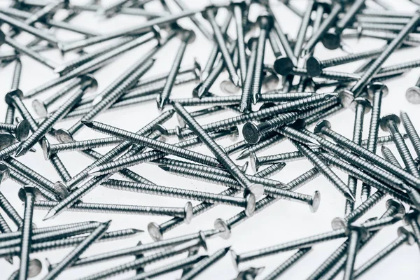 Close View Metal Framing Nails Isolated White — Stock Photo, Image