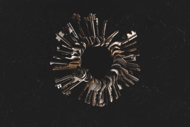 siyah tablo farklı anahtarlar demet Üstten Görünüm