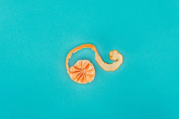 Top View Sweet Tangerine Isolated Blue — Stock Photo, Image