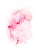 abstrakte Malerei mit rosa Farbklecksen auf Weiß 