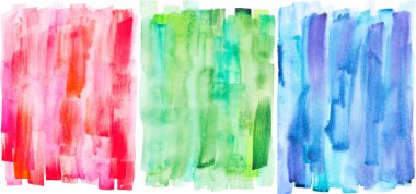 Abstract painting with red, green and blue paint strokes on white  clipart