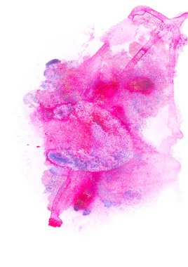 Abstract painting with bright pink and blue paint strokes on white  clipart