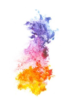Abstract painting with colorful watercolour paint spots on white  clipart