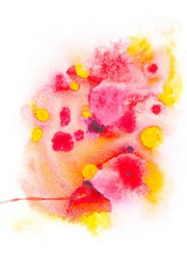 Abstract painting with bright colorful paint blots on white  clipart