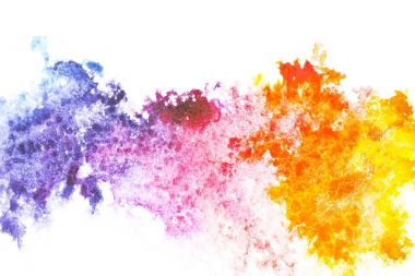 Abstract painting with colorful watercolor paint spots on white   clipart