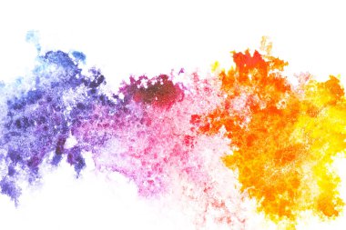 Abstract painting with colorful watercolor paint spots on white  