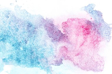 Abstract painting with pink and blue paint spots on white   clipart